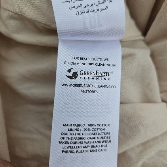 Self Portrait beige shirred cotton mini dress back cutout frosted almond size 4 - Picture 7 of 9